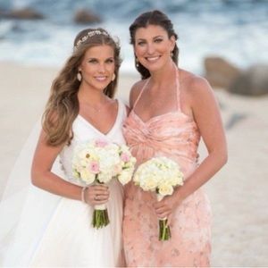 Size 12 pink floral Amsale bridesmaid dress